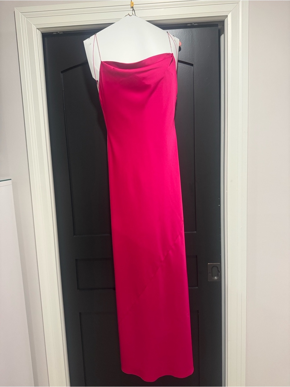 Aidan Mattox Hot Pink Cowl-Neck Maxi Slip Dress